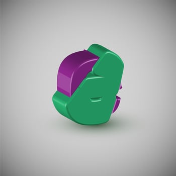 3D colorful character from a typeset, vector