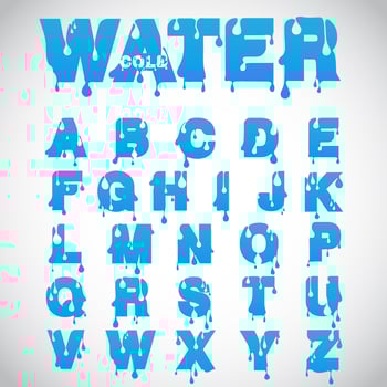 Water font made from flow font, vector