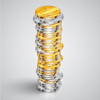 Realistic coins, vector illustration