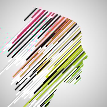 Woman face shape made by paper stripes, vector

