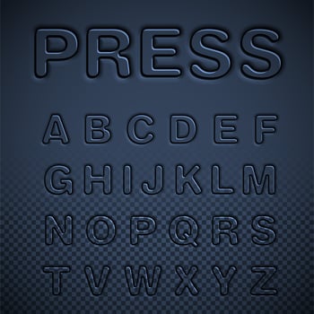 Pressed font set, vector illustration