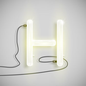 Realistic neon character from a typeset, vector illustration