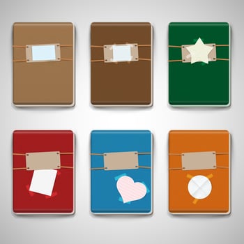 Six different colorful notebooks vector