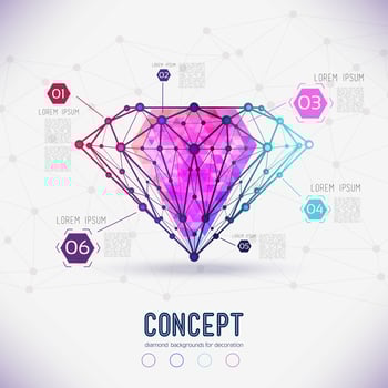 Abstract form compounds of the composition and facets of the diamond, vector