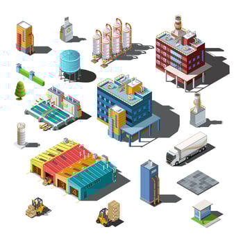 Isometric Compositions of Industrial subjects vector