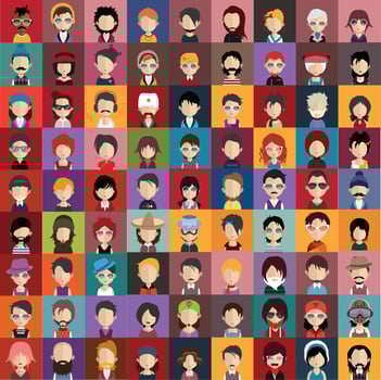 Set of people icons with faces vector