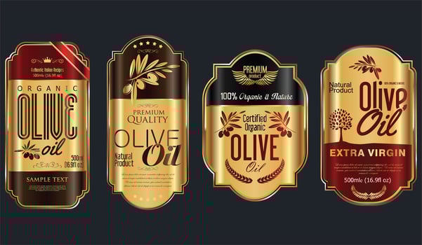 Retro vintage golden olive oil background collection vector