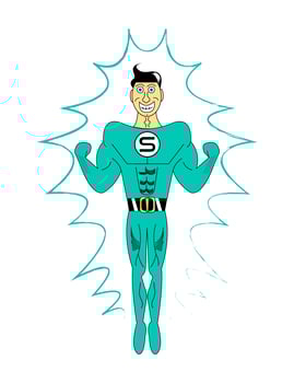 Superhero in green costume cartoon vector