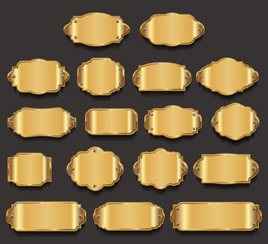 Metal plates premium quality golden collection vector