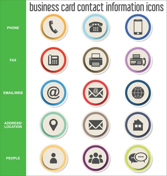 Business card contact information icons collection vector