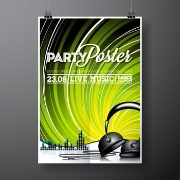 Vector Party Flyer Design with music elements 