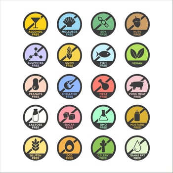 Allergen icons set. vector