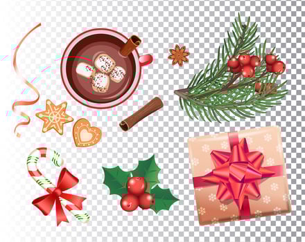 Christmas set for holidays. vector