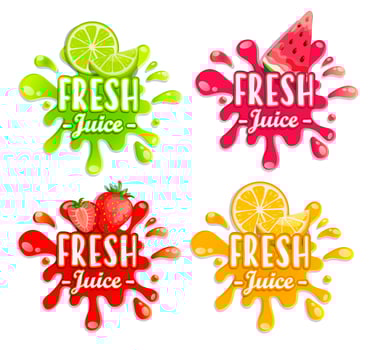 Set of different fruit splashes. vector