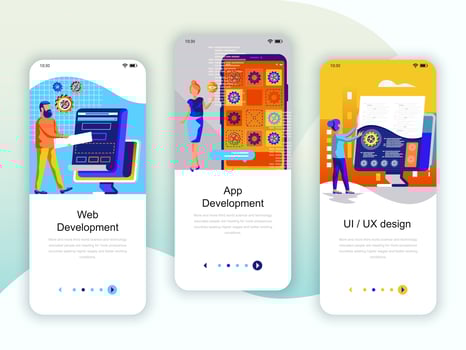 Set of onboarding screens user interface kit for Web and App Development vector