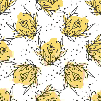 Vector floral decorative set. Herbs and wild flowers.