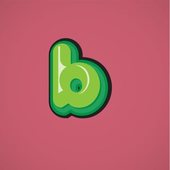 Green comic character from a fontset, vector illustration