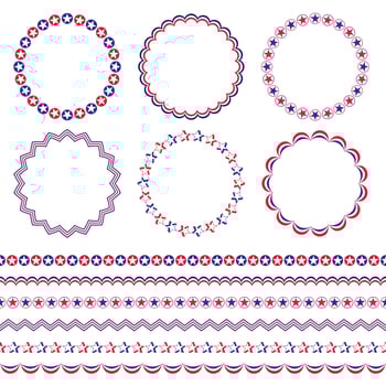  Red white and blue circle frames and borders vector