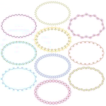 decorative embroidered oval frames vector