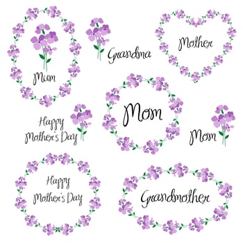 happy mothers day set with violets vector