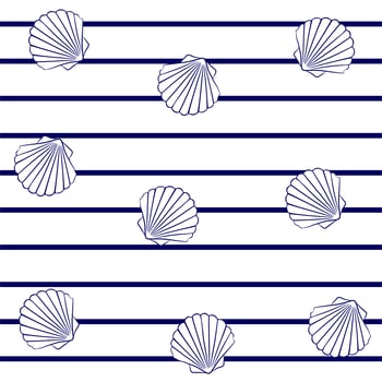 Clams on marine stripes.  vector