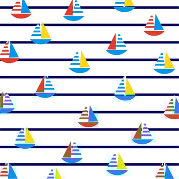 Sailboats on marine stripes.  vector