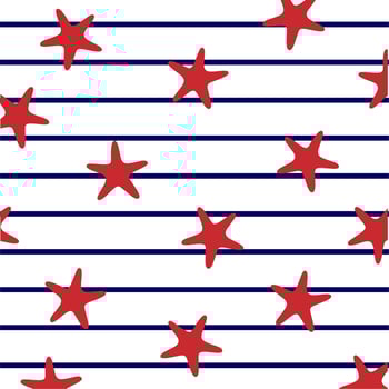 Sea stars on marine stripes.  vector
