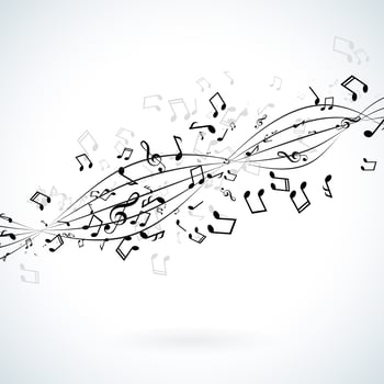 Music illustration with falling notes vector