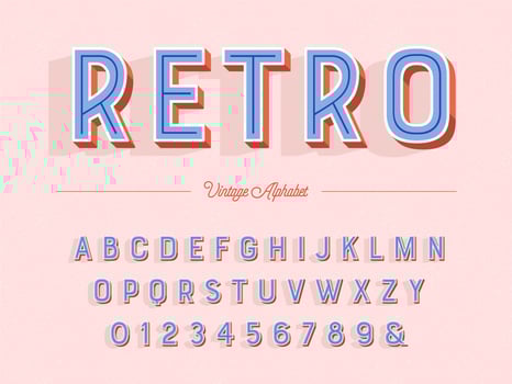 3D Inline Retro Alphabet vector