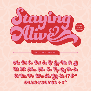 Groovy Retro Alphabet vector