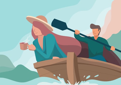 Couple Adventure With Boat Vector illustration