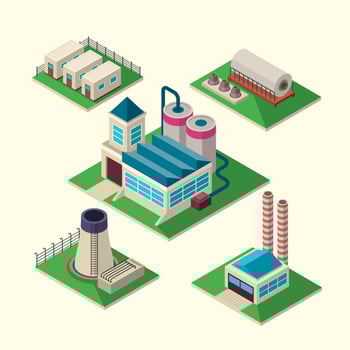 Industrial buildings set vector