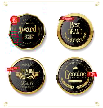 Luxury premium golden badges and labels vector