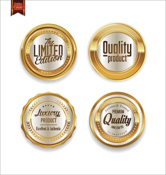 Luxury premium golden badges and labels vector