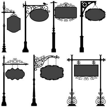 Signage Sign Pole Frame Street.  vector