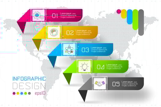 Colorful business rectangle labels shape infographic horizontal bar. vector