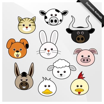 Domestic Animal Cute Cartoon.  vector