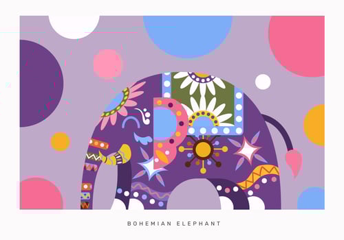 Bohemian Color Abstract Elephant Vector Flat