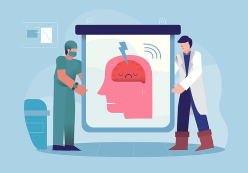 Doctor Explaining About Mental Health Vector Character Illustration