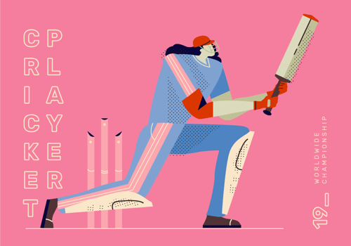 Cricket Player Striking vector Illustration