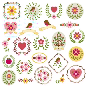 woodland crests and banners vector graphics