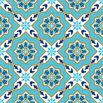 Portuguese azulejo. White and blue patterns.  vector