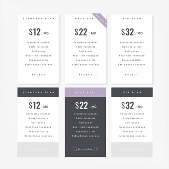 Vector Price Tables Design