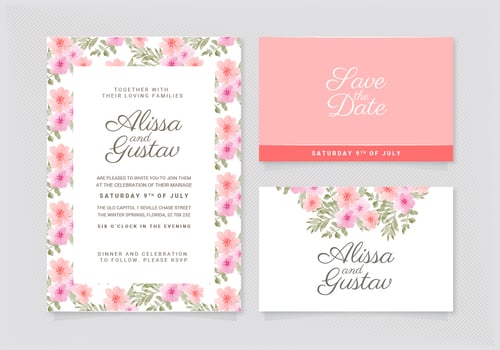 Vector Floral Wedding Invitation
