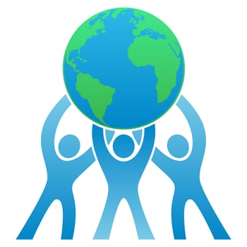 Teamwork Earth Logo Vector Illustration
