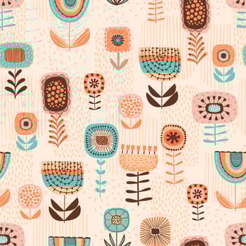 Folk floral seamless pattern. Modern abstract design vector