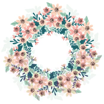 Vector Hand Drawn Floral Wreath