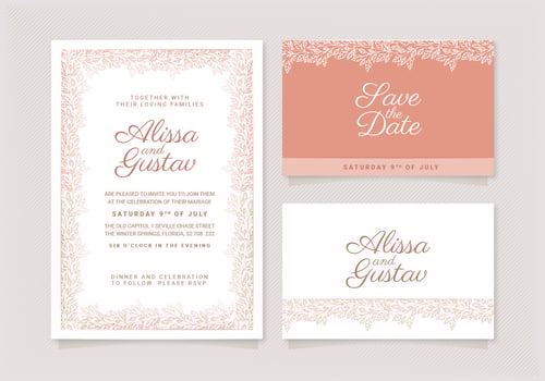 Vector Rose Gold Wedding Invitation