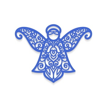 Christmas angel with pattern. Laser cutting template for greeting cards. vector