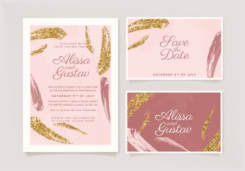Vector Painted Wedding Invitation